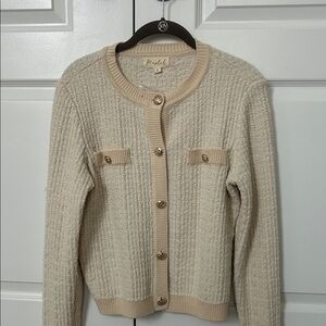 Maje Cream Knit Cardigan with Button Details